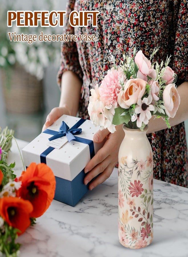 Ninehaoou 2 Pcs Ceramic Small Vase Rustic Farmhouse Vase Boho Vases Home Decoration for Your Kitchen Bedroom Office Bathroom & Shelf Centerpiece Table Decorative(Vintage) - Image 4
